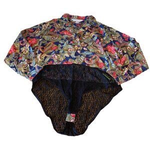 Annie Alexander Womens Silk Floral Paisley Long Sleeve Bodysuit Shirt M Multicol